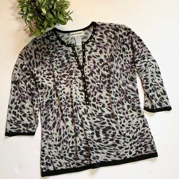 Cathy Daniels Animal Print Top - Picture 1 of 4